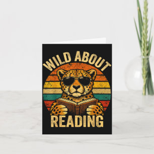 Boys animal print clothes wild about reading card