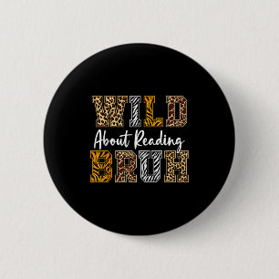 Boys animal print clothes wild about reading kids 2 inch round button
