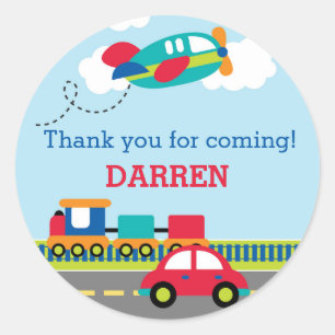 Boys Anniversaire Favoriser Stickers (Transport)