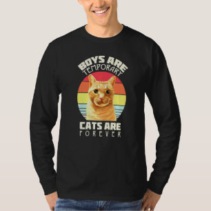 Boys Are Temporary Cats Are Forever Vintage Girls T-Shirt