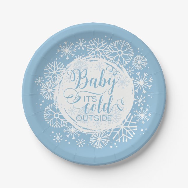 Boys Baby It's Cold Outside 7" Paper Plate (Front)