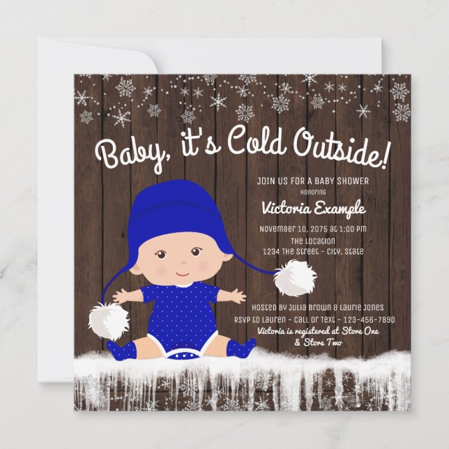Boys Baby its Cold Outside Baby Shower Invitation (Front)