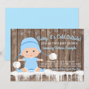 Boys Baby its Cold Outside Baby Shower Invitation