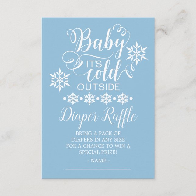 Boys Baby It's Cold Outside Diaper Raffle Card (Front)