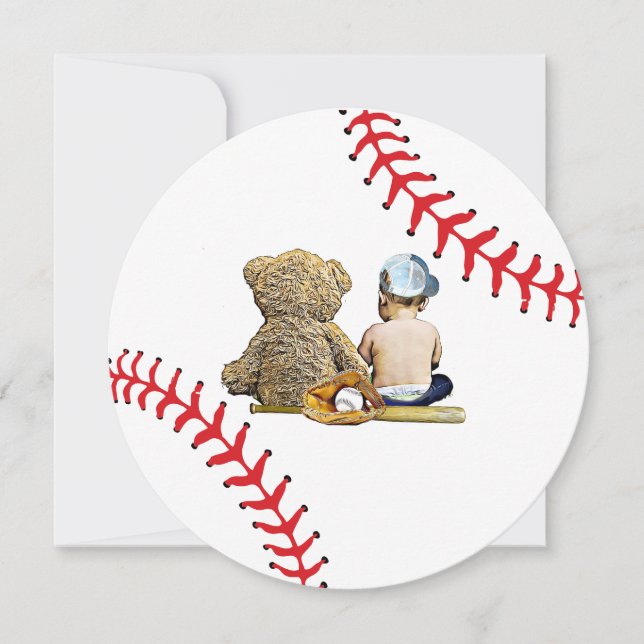 Boy's Baby Shower Baseball Themed Invitation (Front)