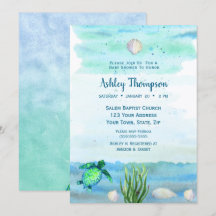 Boys Baby shower de tortue de mer Invitation