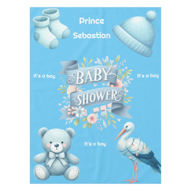 Boys baby shower tablecloth (Front)