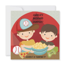 Boys Backyard Campout Birthday Invitations