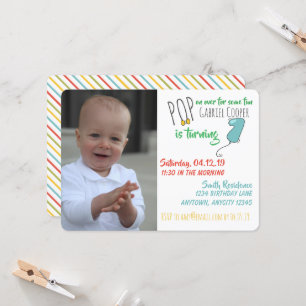 Boys Balloon and Bow Tie First Birthday Balloon Invitation