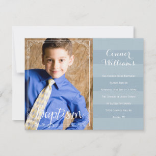 Boys Baptême Bande Bleue Invitation