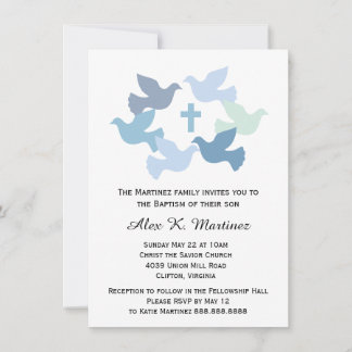 Boys' Baptism Baby Dedication First Holy Communion Invitation