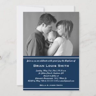Boys Baptism Invitation photo - Navy Blue