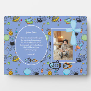 Boys Baptism PHOTO and Bible Verse Catholic Gift Plaque