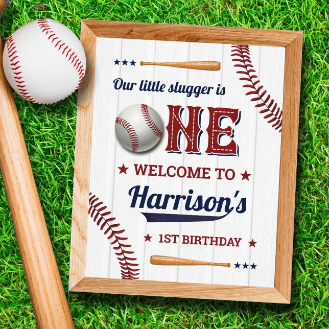 Boys Baseball 1er Affiche de bienvenue d'anniversa (Créateur téléchargé)
