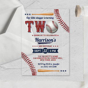 Boys Baseball 2nd Birthday Acrylic Invitations