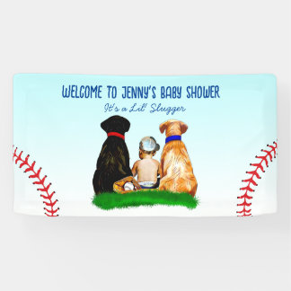 Boy's Baseball and Dogs Themed Baby Shower Banner