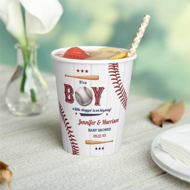 Boys Baseball Baby Shower Paper Cups (Insitu)