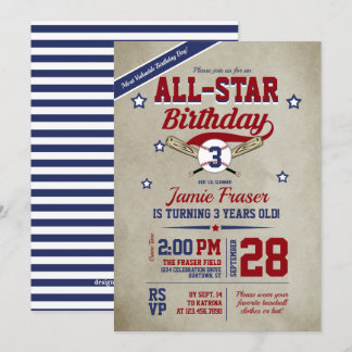 Boy's Baseball Birthday Party Invitation