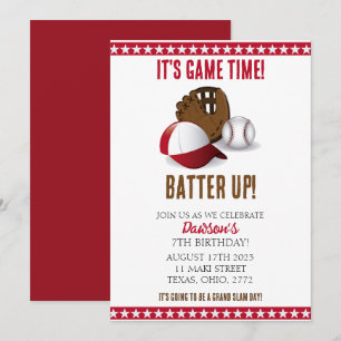 Boy's Baseball Birthday Party Invitation