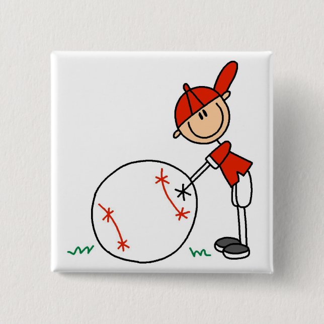 Boys Baseball Customize Tshirts and Gifts 2 Inch Square Button (Front)