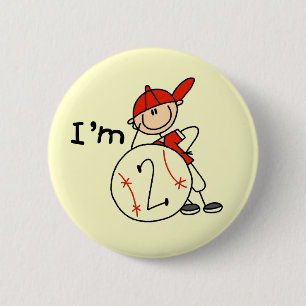 Boy's Baseball I'm 2 Tshirts and Gifts Inch Round Button