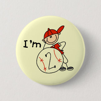 Boy's Baseball I'm 2 Tshirts and Gifts Inch Round Button