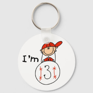 Boy's Baseball I'm 3 Tshirts and Gifts Keychain