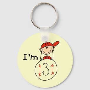 Boy's Baseball I'm 3 Tshirts and Gifts Keychain