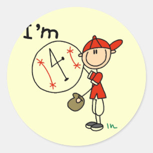Boy's Baseball I'm 4 Tshirts and Gifts Classic Round Sticker