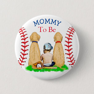 Boy's Baseball Themed Baby   Mommy to be 2 Inch Round Button