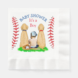 Boy's Baseball Themed Baby Shower 2 Labs and Baby Napkin