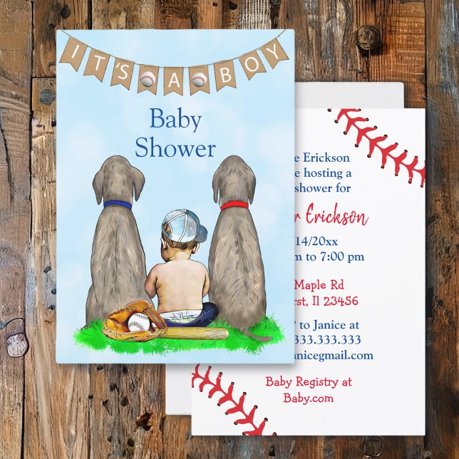 Boy's Baseball Themed Baby Shower Invitation (Creator Uploaded)