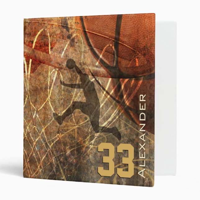 boys' basketball slam dunk personalized binder (Front/Inside)