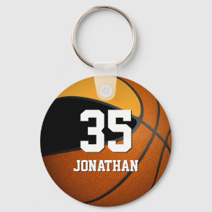 boys basketball w black and gold team colours keychain