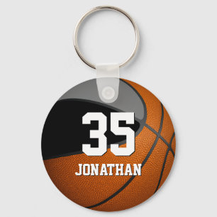 boys basketball w black and grey team colours keychain