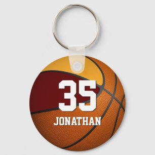 boys basketball w maroon and gold team colours keychain