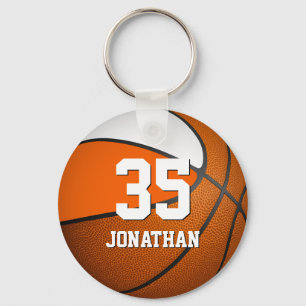 boys basketball w orange and white team colours keychain