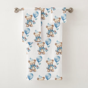 Boy's Bath Towel Set   Blue Teddy Bears   Bathtime