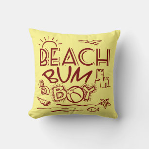 Boys Beach Bum Throw Pillow