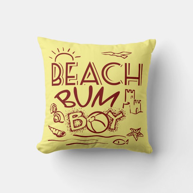 Boys Beach Bum Throw Pillow (Front)