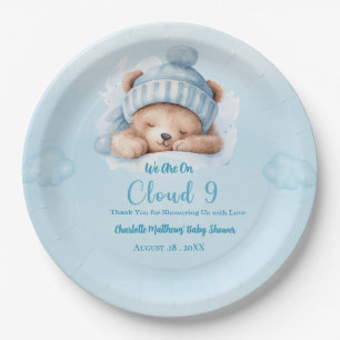 Boys Bear Bear Cloud Nine 9  Baby Shower   Paper Plate