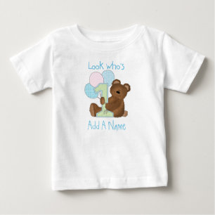 Boys Bear Look Who's 1 Birthday Tshirt