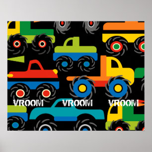 Boys Big Monster Truck Wall Poster for Room