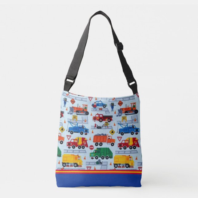 Boys Big Trucks Cross Body Bag (Front)