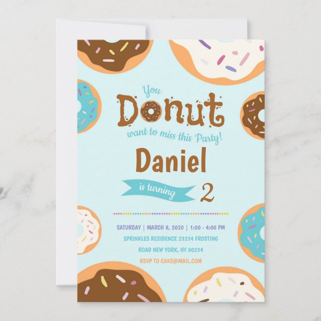 Boy's Birthday - Doughnut Party - Invitation (Front)