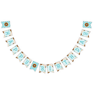 Boy's Birthday - Doughnut Party - Party Flag Bunti
