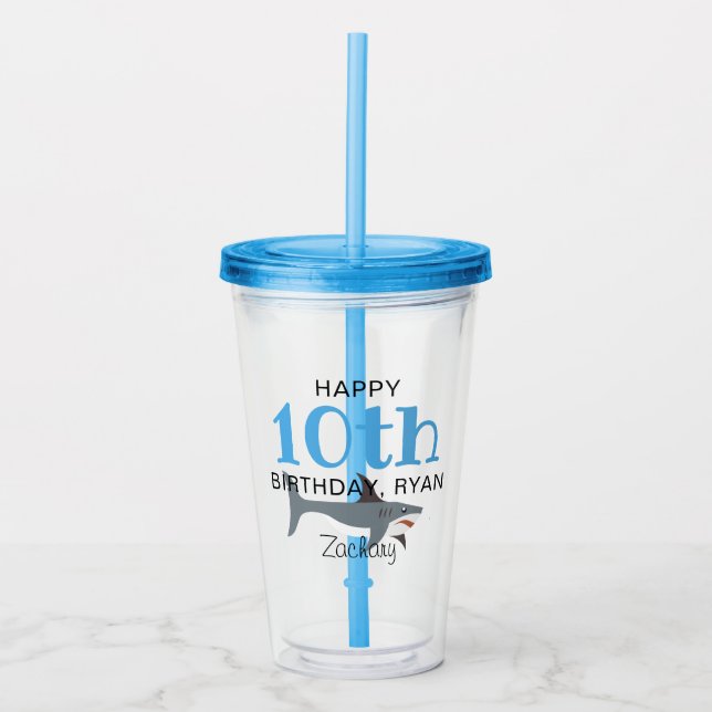 Boys Birthday Party Age Personalized Favour Acrylic Tumbler (Front)