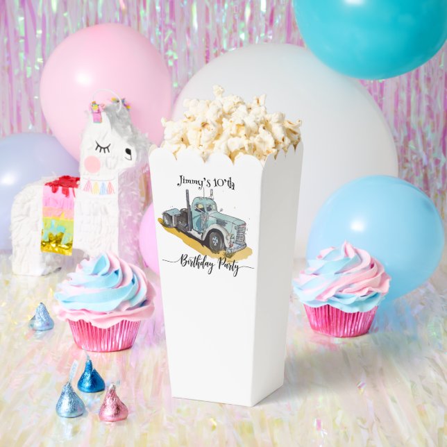 Boys Birthday Party Blue Semi Truck Favor Box (Party)