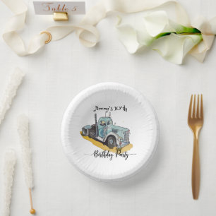 Boys Birthday Party Blue Semi Truck Paper Plate