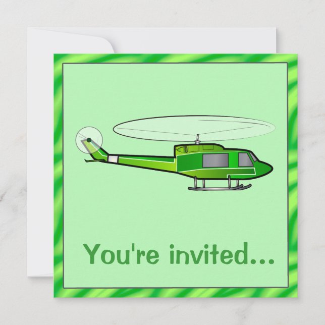 Boy's Birthday Party invitation with Helicopter (Front)